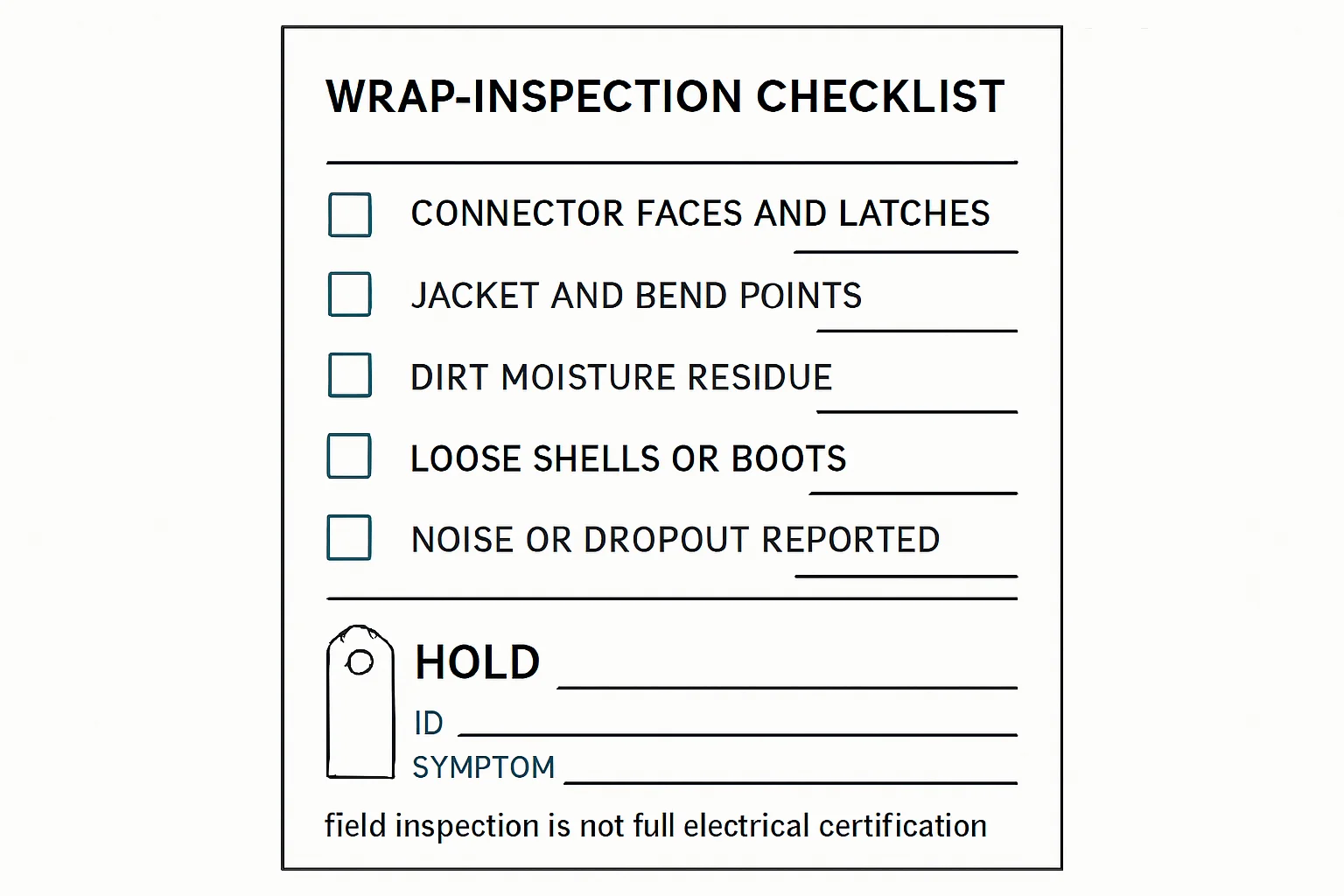 Illustration: field inspection is not full electrical certification.