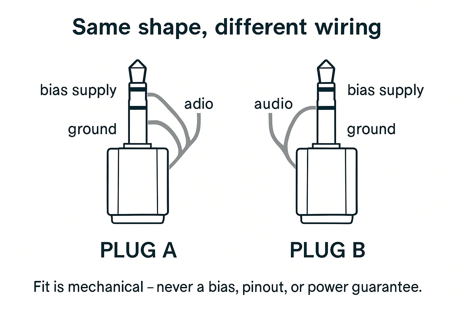 Illustration: PLUG A, PLUG B, bias supply, audio